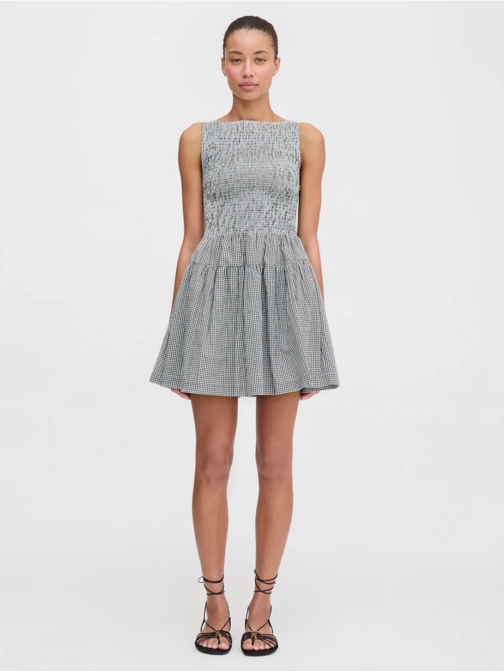Hill House Mini Dress in Black and White Gingham